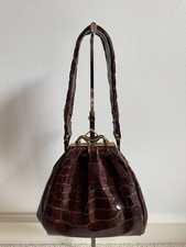 Borsa a mano The Martin in coccodrillo marrone anni '50 stile raro