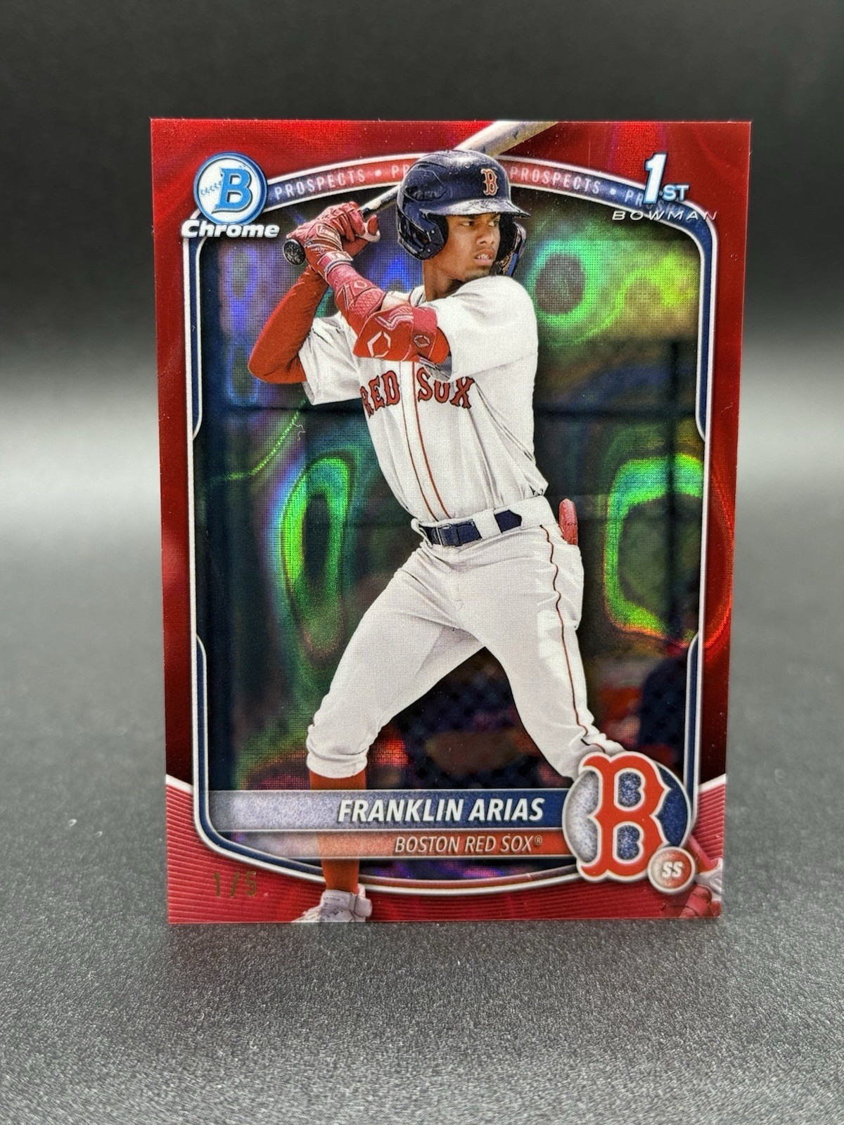 Franklin Arias 2025 Bowman Chrome 1st - Red Lava Refractor 1 /5 Boston Red Sox
