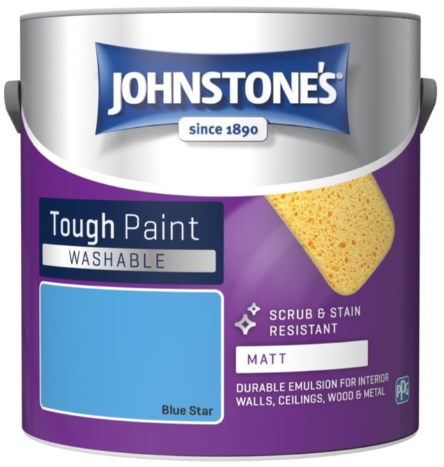 Johnstone's - Washable Matt Wall & Ceiling Paint - Blue Star - 2.5L | Matt Finish, High Traffic Interior Walls, Scrub & Stain Resistant, Great Durability, 1-2 Hour Dry Time, 30m2 Coverage Per Tin - Image 2