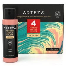 ARTEZA Acrylic Pouring Paint Set, 4 Spring Colors, 4 oz Office Product