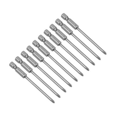 10 Stück 1/4-Po Sechskantstange 75mm lang Kreuzschlitz 3PH1 magnetisch S2 Bohrer Schraubendreher