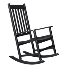Wooden Rocking Chair Rocker Outdoor w/ Armrest All Weather Rocker Slatted Garden