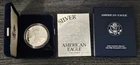 AMERICAN EAGLE ONE OUNCE PROOF SILVER BULLION COIN 2002-W BRAND NEW BOX CASE COA