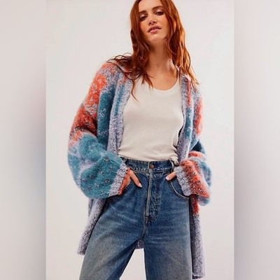 NWT Free People Gather Me Close Fall Breeze Combo Open Front Boho Cardi Sweater