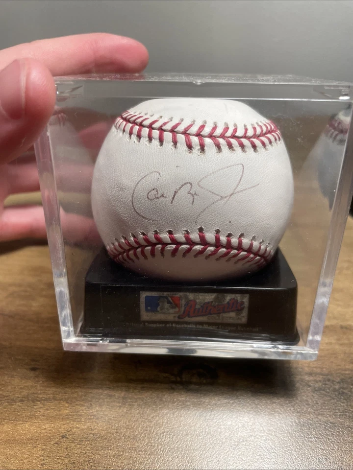 CAL RIPKEN JR ORIOLES HOF SIGNED AUTO VINTAGE GAME USED OAL BASEBALL JSA BEAUTY - Image 4 of 4