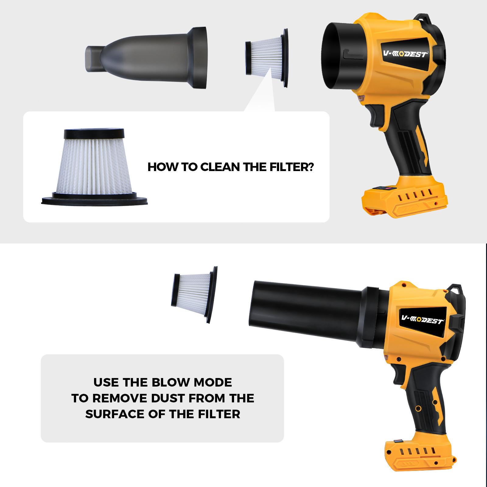 2-in-1 Cordless Leaf Blowers & Vacuums Compatible DeWalt 20V Battery (Tool Only)
