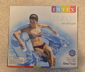 Intex Lounge Sit 'N Float Inflatable Pool Float 60in x 39in Blue, 2 Cup Holders