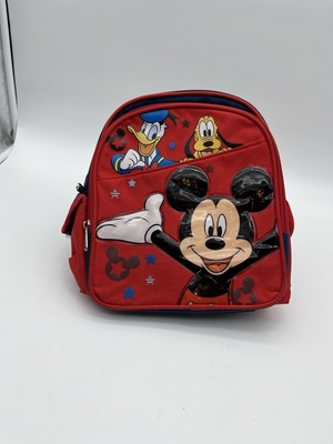 Disney Mickey Mouse Donald Duck & Pluto Children's Red Backpack 11'' Tall