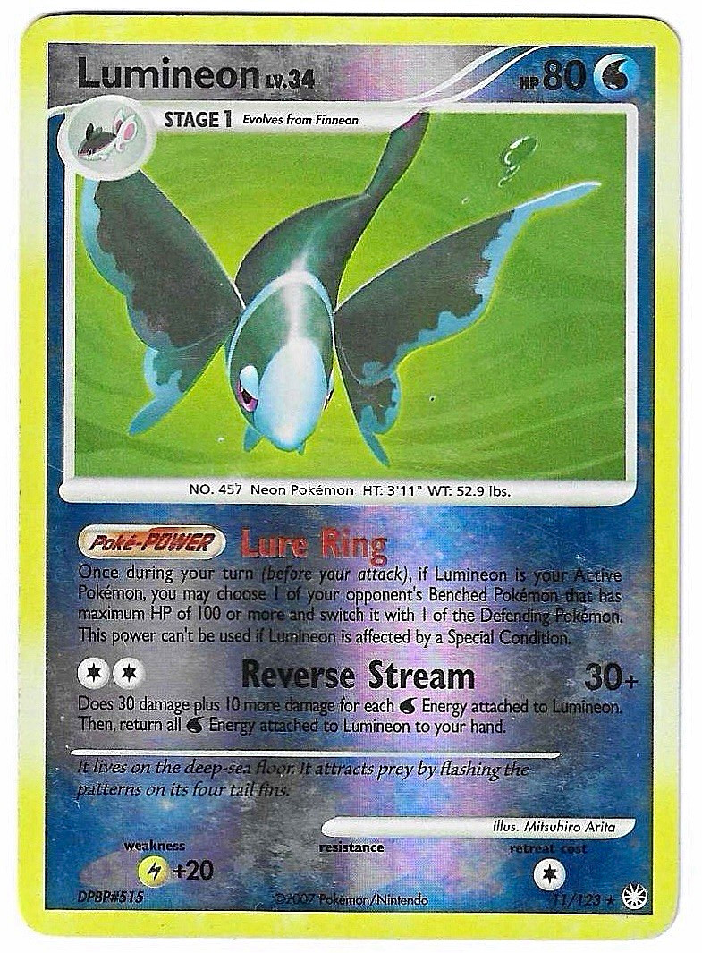Lumineon 11/123 Mysterious Treasures Reverse Holo Pokemon TCG 2007 MP