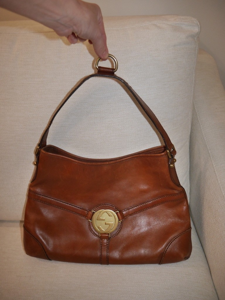 Authentic GUCCI Brown Leather Interlocking G Purs… - image 8