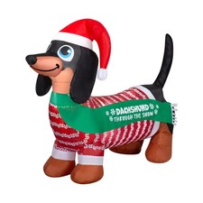 3.5 Ft Prelit Dachshund Dog Christmas Inflatable Outdoor Decorations Clearance