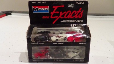 Monogram Mini-Exacts 1:87 HO scale Exotic 3-Pack Ferrari F-40 Lamborghini