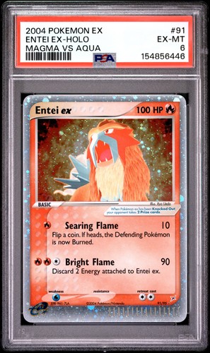 2004 POKEMON EX TEAM MAGMA VS TEAM AQUA #91 ENTEI EX-HOLO PSA 6