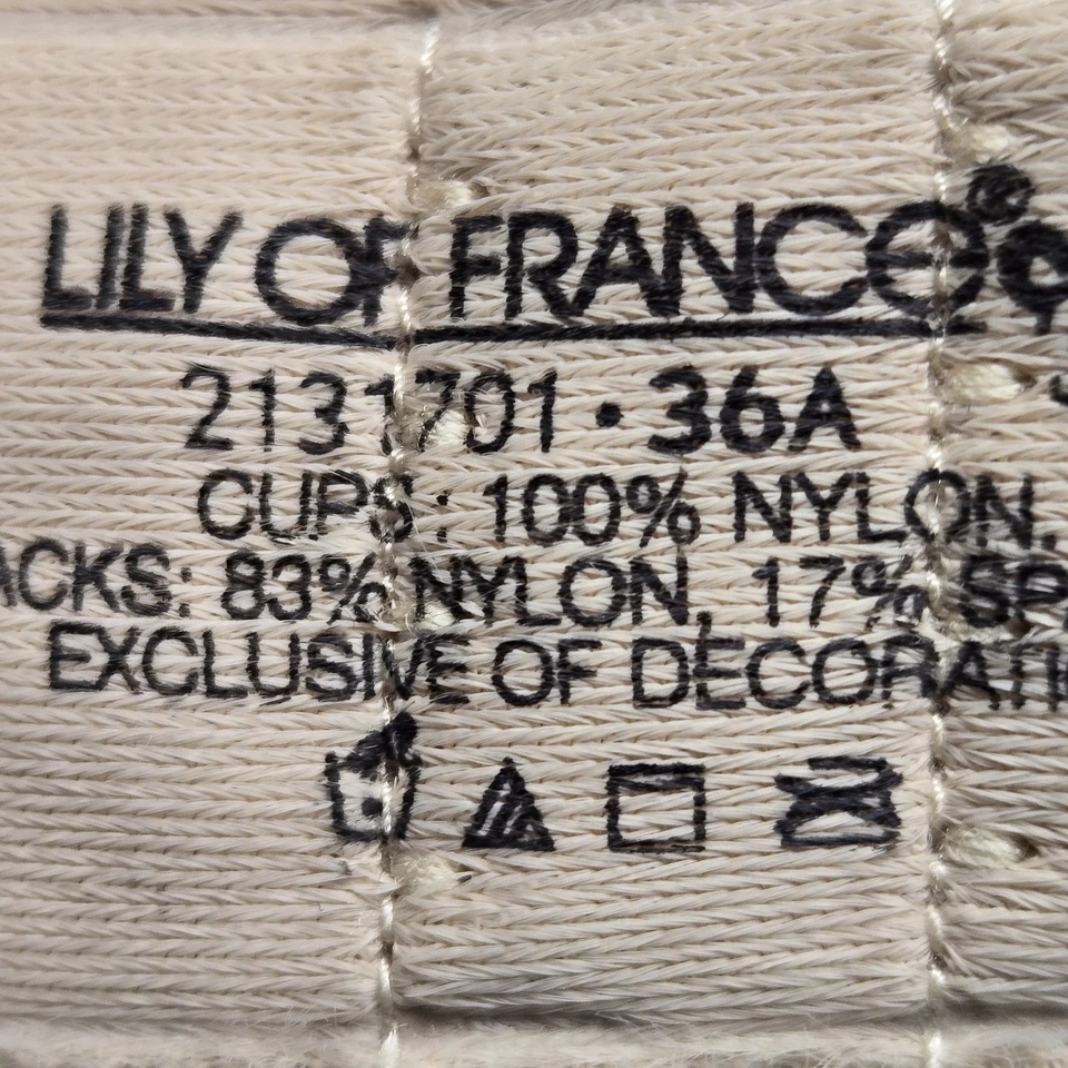 Sujetador Lily Of France para mujer 36A beige floral camiseta con aros lazo de encaje Foto 4 de 4