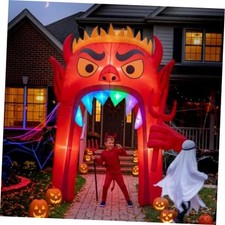 13FT Halloween Inflatable Archway, Red Devil Blow Up Yard Decor
