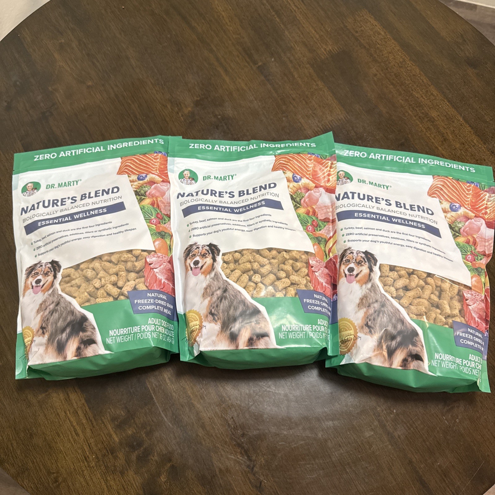 3 16oz Bags Dr. Marty Nature's Blend Essential Wellness, Freeze-Dried  Dog Food
