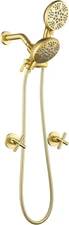 2 Handle Shower Faucet System Complete 2 in 1 Brushed Gold