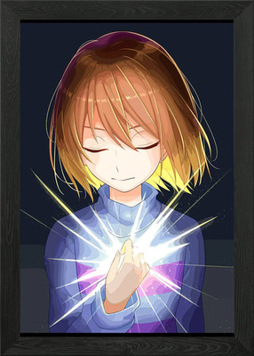 Frisk from Undertale with glowing h gerahmtes Wandbild Poster Leinwanddruck Bild