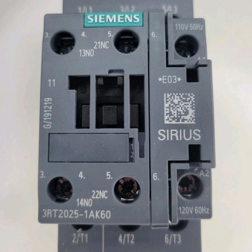 Siemens 3RT2025-1AK60 Contactor 110/120VAC Coil 17A