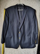 RALPH LAUREN Men  s 44R Navy Blue Gold Button Wool Blazer Sport Coat Suit Jacket