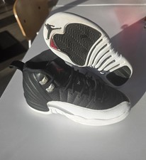 Jordan 12 Retro Playoffs 2022 GS Black White Red 153265-006 Kids Size 4Y