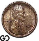 1916 Lincoln Cent Wheat Penny, Solid Gem BU++