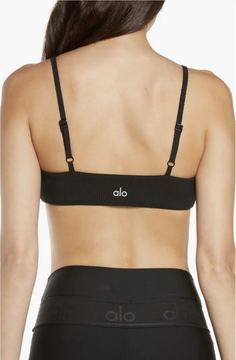 Rare! NWT Alo Yoga Ribbed Manifest Bra Black Women's Size Medium