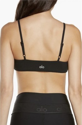 新品同様☆ハワイalo SeamlessRibbedBraTankブラックMアロ Rare! NWT Alo Yoga Ribbed Manifest Bra Black Women's Size Medium