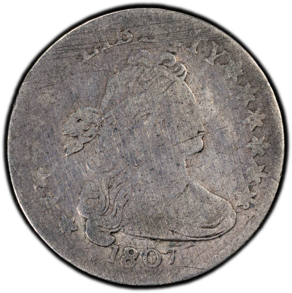Moneda de diez centavos busto drapeado 1807 10c PCGS buenos detalles limpia ENVÍO RÁPIDO GRATUITO Foto 4 de 4