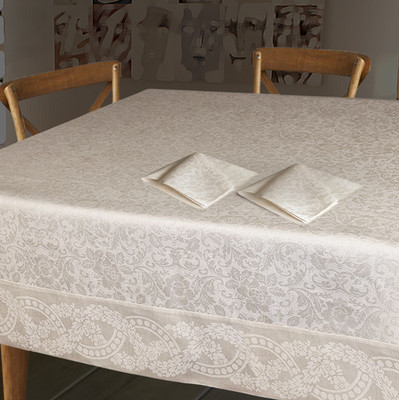 Armani International Jacquard Floral Tablecloth & Napkins | Made in Europe