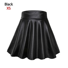 Black Faux Leather Mini Skirt with Seamed Front Panels — listing 2