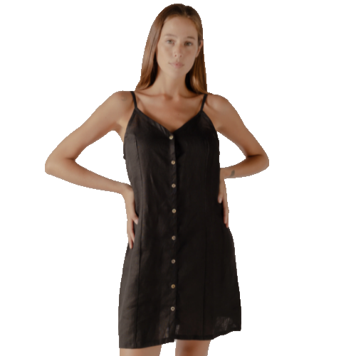 Forever 21 Contemporary Linen Blend Black Button Down Mini Dress Size  Medium | eBay