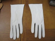 vintage leather gloves black white 9.5"