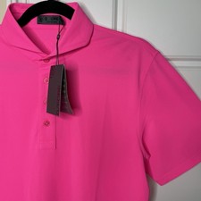 G/Fore Polo Shirt Men's Small Hot Pink KOP Performance Stretch Golf Pique NEW
