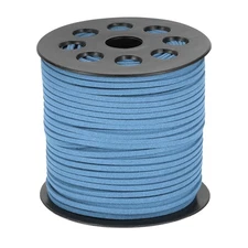 98 Yd x 2.6mm Flat Leather String Cord Faux Suede Cord Leather Strip Ocean Blue