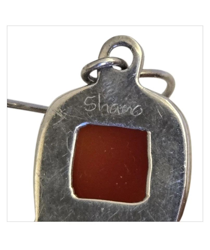 Pendientes Shano Kelley Vintage Plata Esterlina Cornalina Cristal Murano Foto 4 de 4