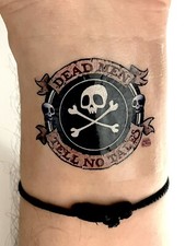 Pirate Skull Crossbones 3" Temporary Tattoo - Free Shipping