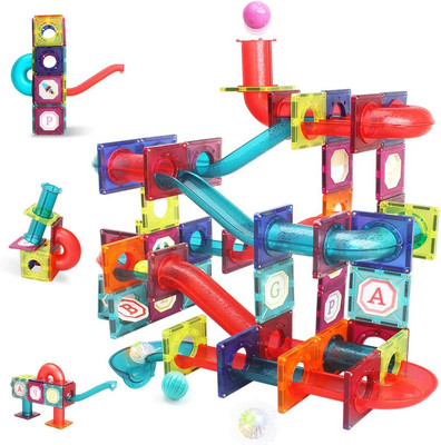 Magnetic Tiles,125 Piece Pipe Magnetic Blocks for Toddlers, 3D Clear Magnets Toy