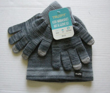 Kids Knit Hat Glove Set By Tru Fit, Gray, One Size, Brand New