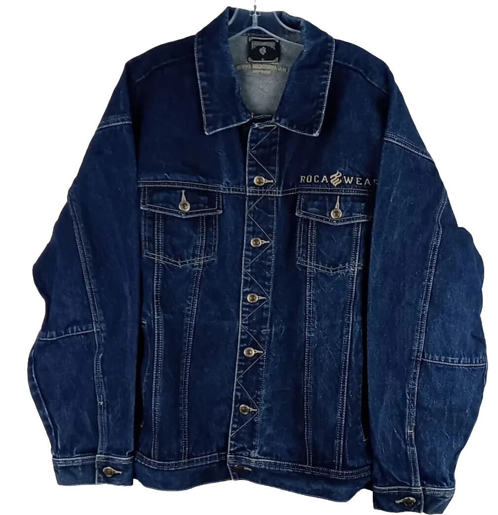 Rocawear Denim Dungaree Jacket Men's Sz XL Y2K Vintage Great Preowned  Condition