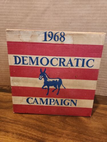 Vintage 1968 First Edition Democratic Campaign Bottle Green Glass With Box... - Picture 1 of 7