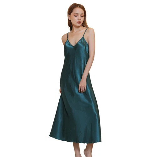 Sexy Satin Silk Robe Dress Sleepwear Lingerie Long Nightdress Nightgown - Bild 18 von 41