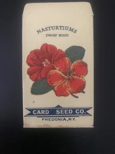 Vintage Antique 1900s CARD SEED CO Nasturtium Seed Pack 2.5 X 4.5” Ex Cond