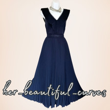 MONSOON NAVY PLEATED OCCASION EVENING PARTY DRESS SIZE 16 new with tags