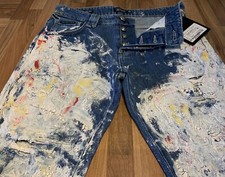 PHILIPP PLEIN SUPER STRAIGHT CUT PAINTED JEANS-30 WAIST-32 LEG - BRAND NEW