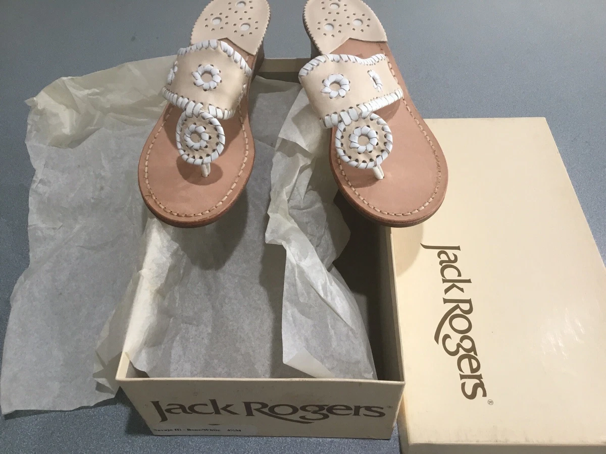 Jack Rogers Womens NEW NOS NAVAJO HI BONE WHITE 4 1 2 M SADALS