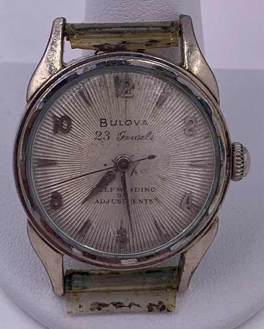 Vintage Mens Bulova 23 Jewels Selfwinding 10 BPAC L5 White Gold Filled Watch