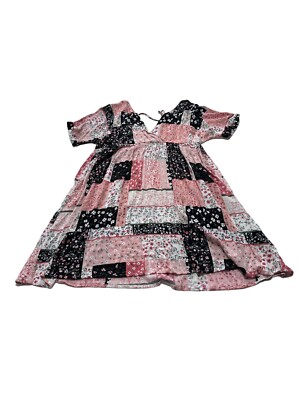 dotti pink floral dress Dotti Womens Pink Floral Patch Short Sleeve Dress Size 6 Good Condition
