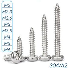 M2 M2.3 M2.6 M3-M6 A2 STAINLESS STEEL TORX PAN HEAD SELF TAPPING SCREWS TAPPERS