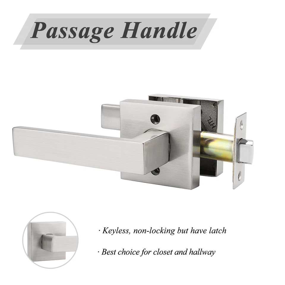 Privacy Passage Door Levers Brushed Nickel Entry Locksets Handles Deadbolt Dummy - Image 4 of 4